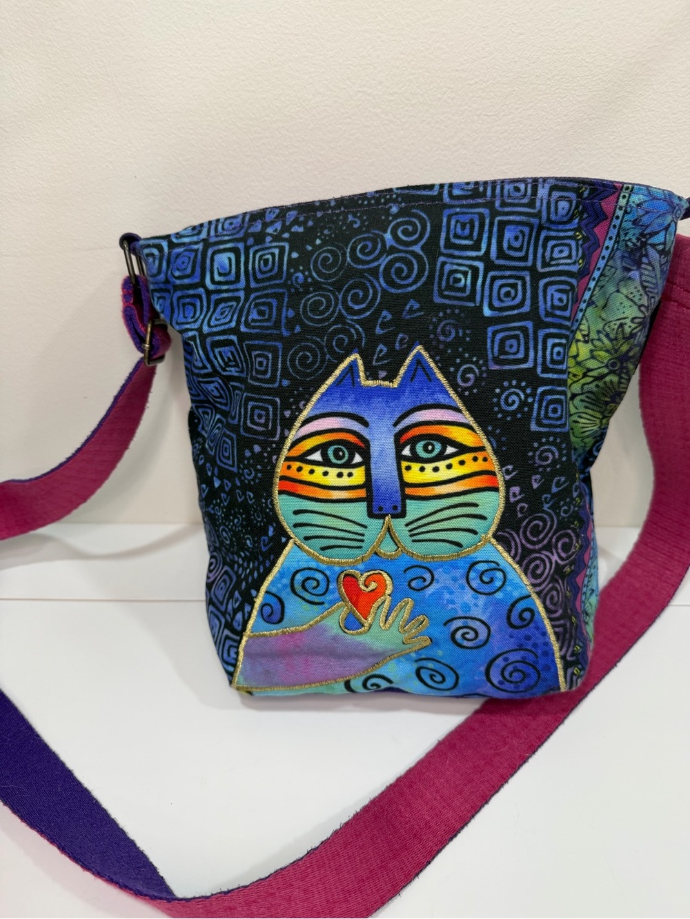 Laurel Burch Feline Cat Art Crossbody Bag Colorful Boho Purse